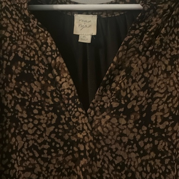 Black and Brown Midi Flutter Sleeves Smock Dress XL - Picture 3 of 10